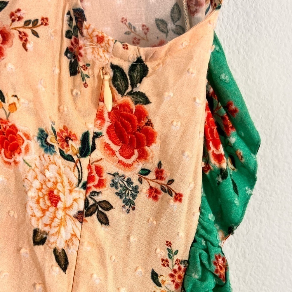 FARM Rio Cream Floral Ruffle Top with Teal Trim - Picture 7 of 16